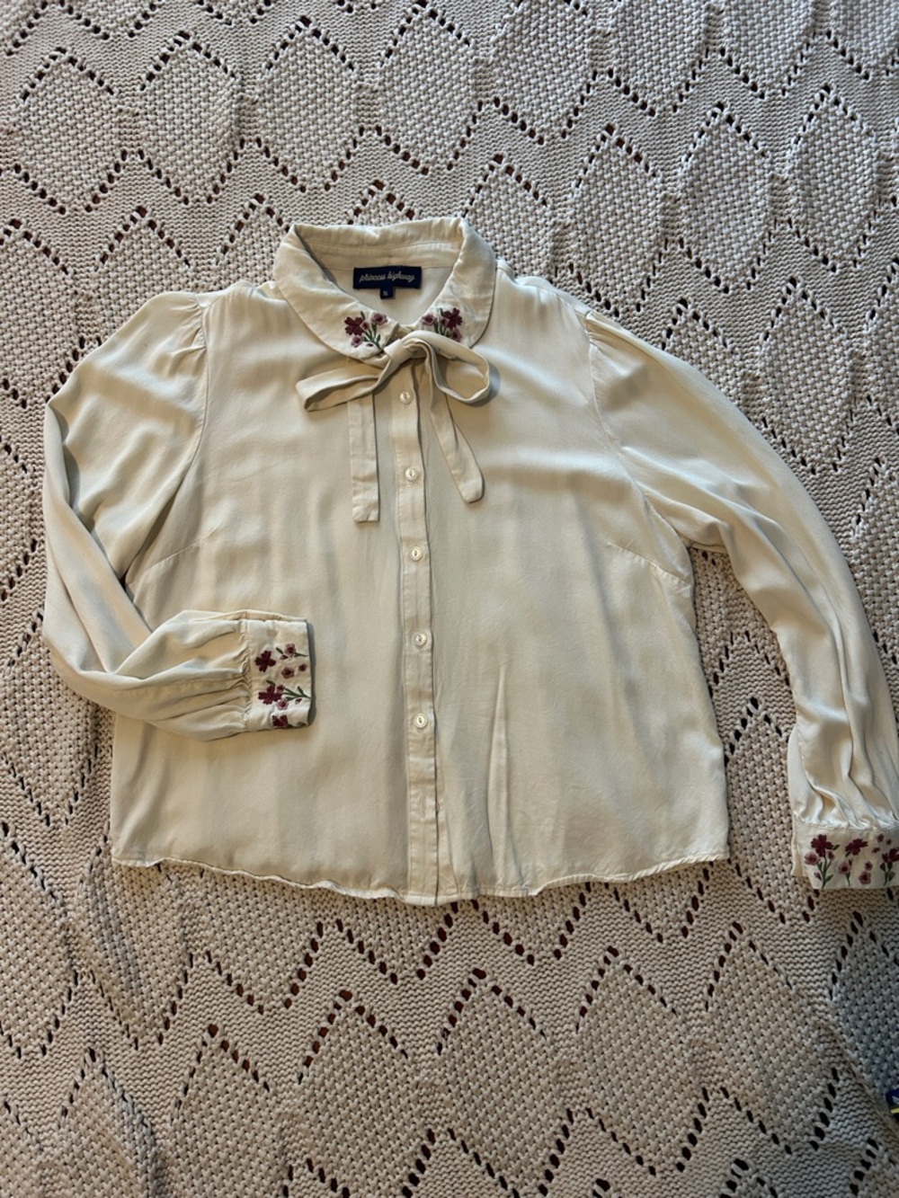 ModCloth Princess Highway Among the Wildflowers Tie Neck Blouse Sz AU16